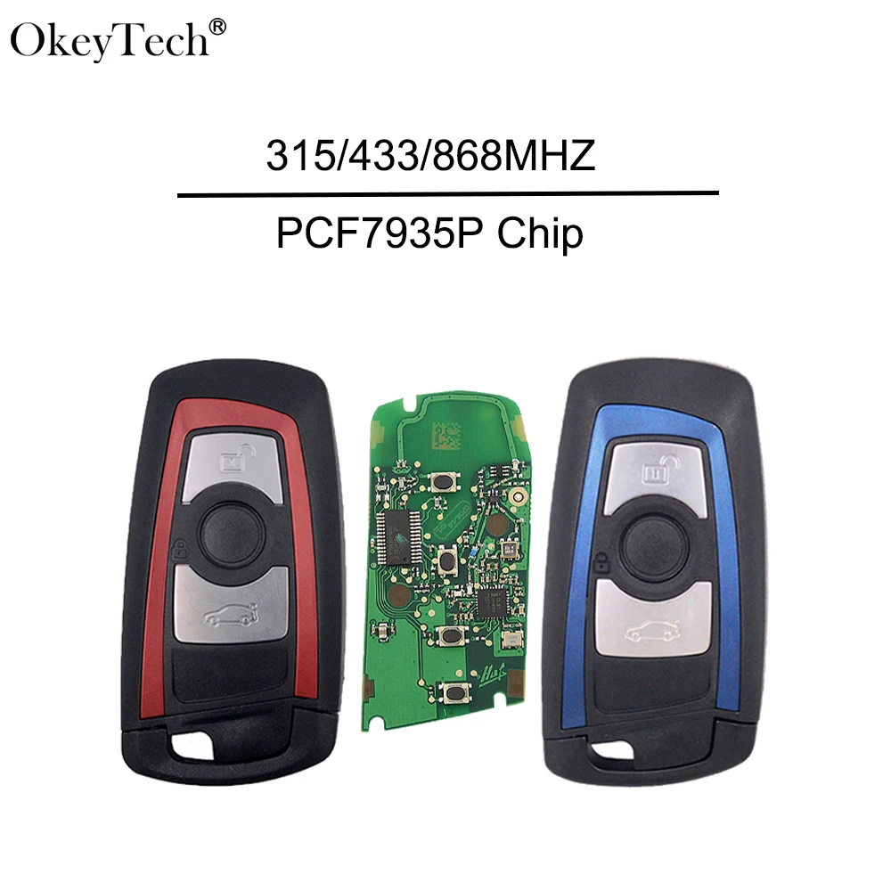 OkeyTech 3 Button Remote Smart Car Key Replacement for Bmw 5 7 Series F30 E46 F10 E90 E60 E36 E39 315/433/868Mhz