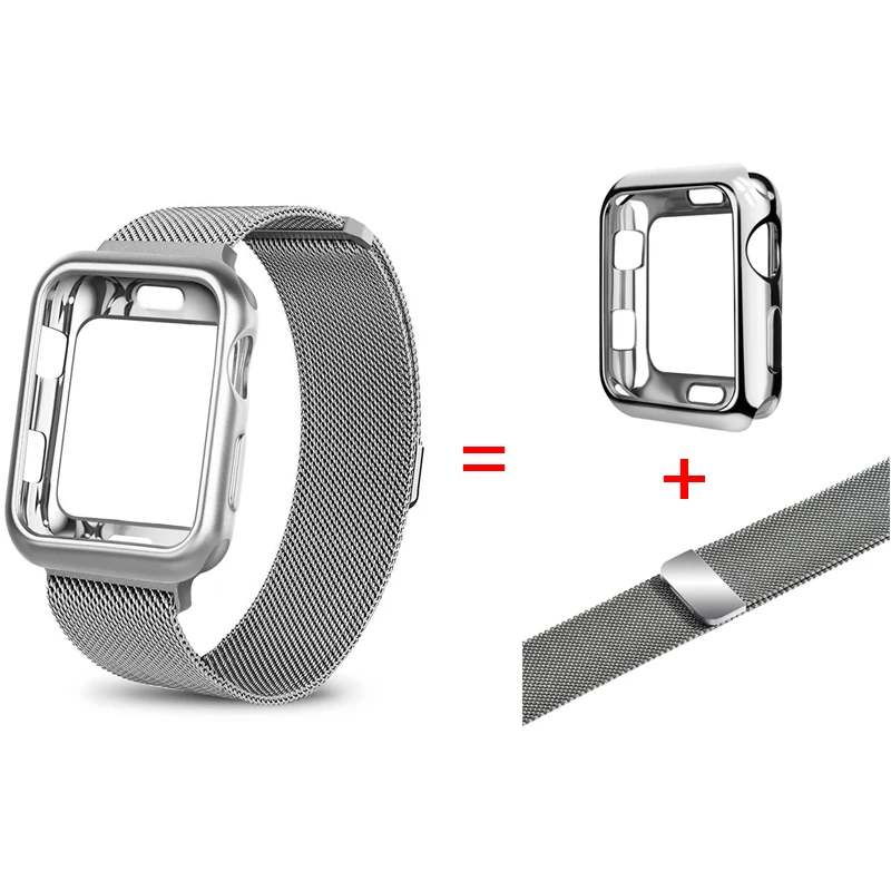 Миланская петля ремешок с чехол для Apple Watch 42 мм 38 мм браслет из нержавеющей стали ремешок для iwatch серии 4 5 40 мм 44 мм