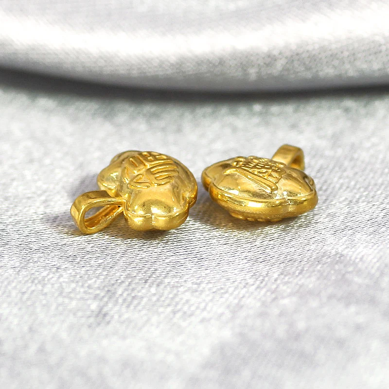1PCS Real Solid 24K Yellow Gold Pendant 3D Luck Fu Lock Mini 0.15-0.2g 9x9mm | Украшения и аксессуары