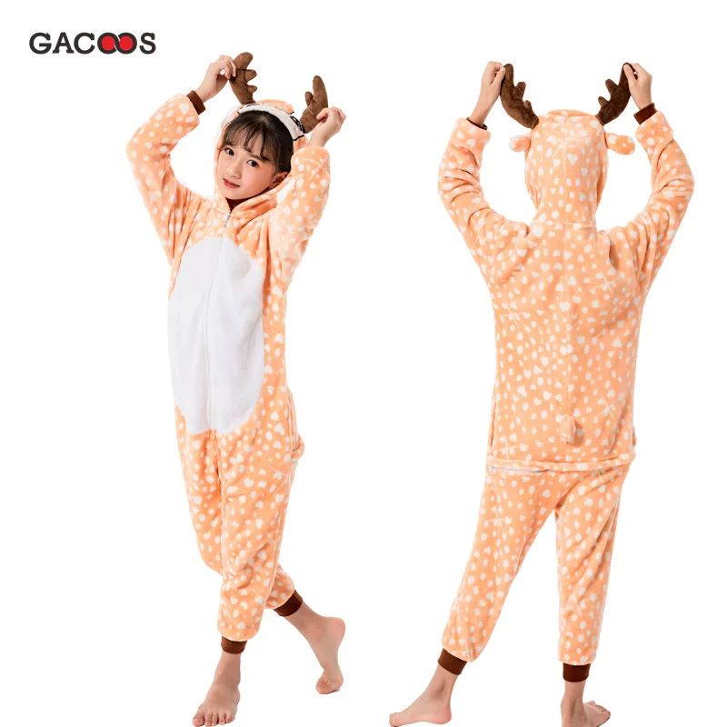 Детский Пижамный комбинезон Kegurumi зимний флисовый с единорогом Пижама для