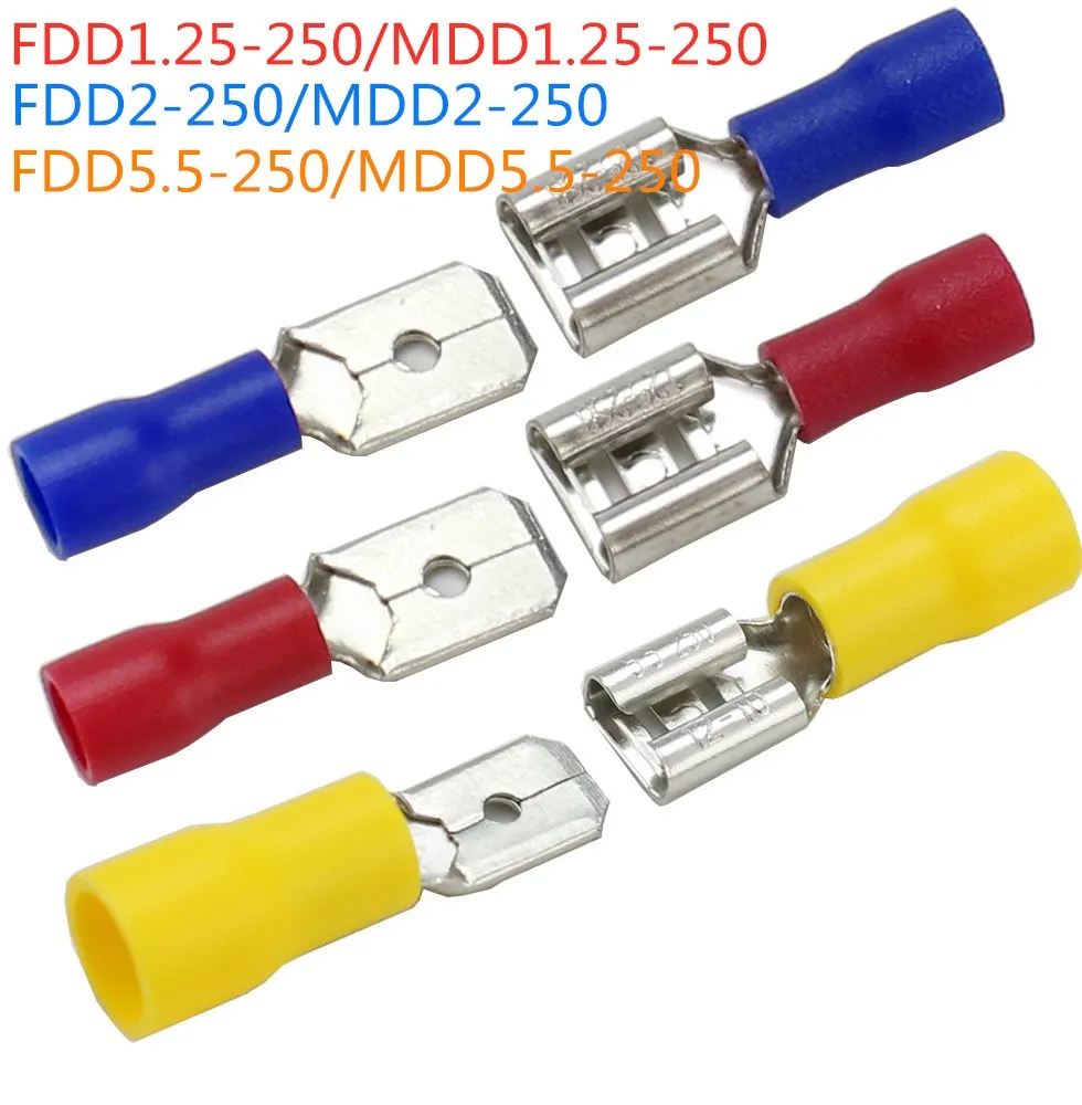 100 шт./50 комплектов изолированные электрические обжимные клеммы FDD MDD мама папа