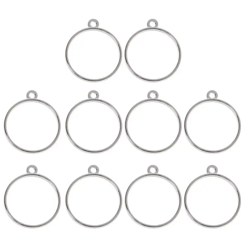 

Y1UE 10Pcs Round Pendant Press Flower DIY UV Resin Blank Frame Bezel Jewelry Making