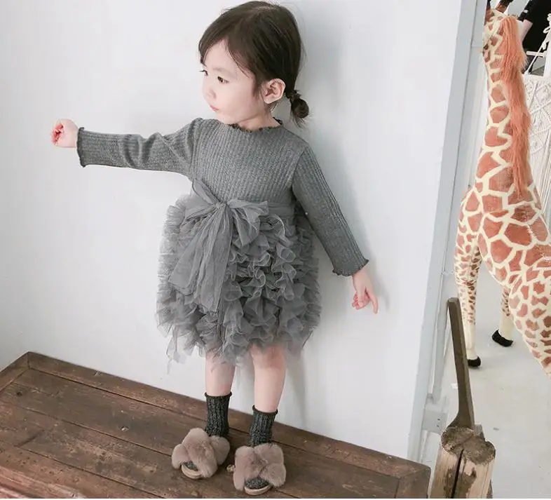 2019 Фирменная Новинка Модные Симпатичные для маленьких девочек осеннее платье с