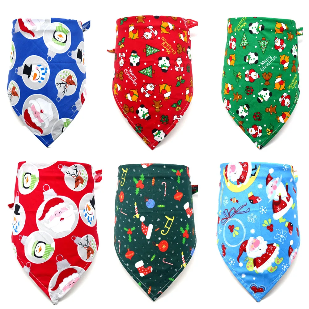 

50X Summer&Christmas Dog Cat Bandanas Scarf Adjustable Kids/Baby Dogs Cats Bibs Triangular Bow Ties Pet Grooming Accessories