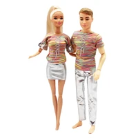11 5 dolls accessories 2setslot colorful t shirt silver shorts for barbie doll clothes top pants outfits for ken clothes 16