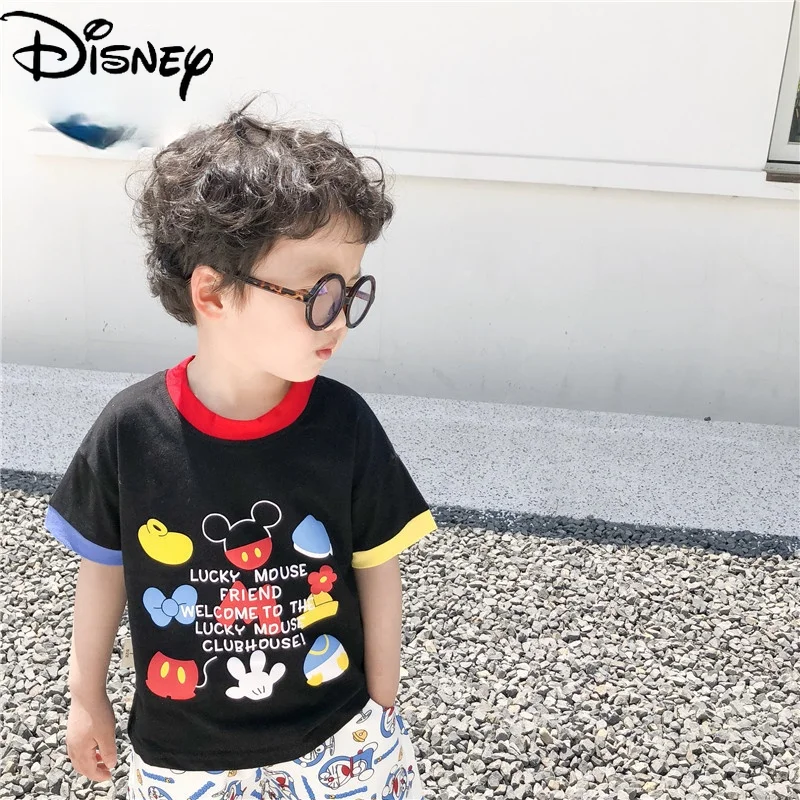 

Disney Summer Cute Cartoon Mickey Mouse Print Cotton Breathable T-shirt Simple Casual Comfortable Round Neck Short Sleeve Top