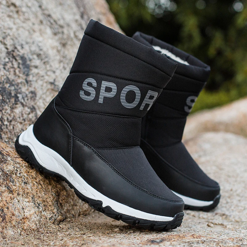 2022 модные зимние ботинки для снега повседневные мужчин обувь плюшевая