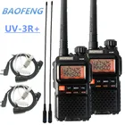 Портативная мини-рация BAOFENG UV-3R +, UHF, VHF, любительская радиостанция UV3R Plus, любительская радиостанция Woki Toki 3 Вт, 2 шт.