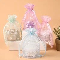 romantic drawstring gift bag high density organza flower accessories candy bag wedding gifts for guests small packaging box