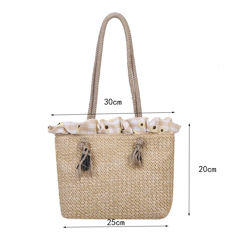 Fashion Women's Summer Straw Bag Tote Shoulder Bags Large Wicker Woven HandBag Female 2021 New Braided Raffia Pouch Beach |