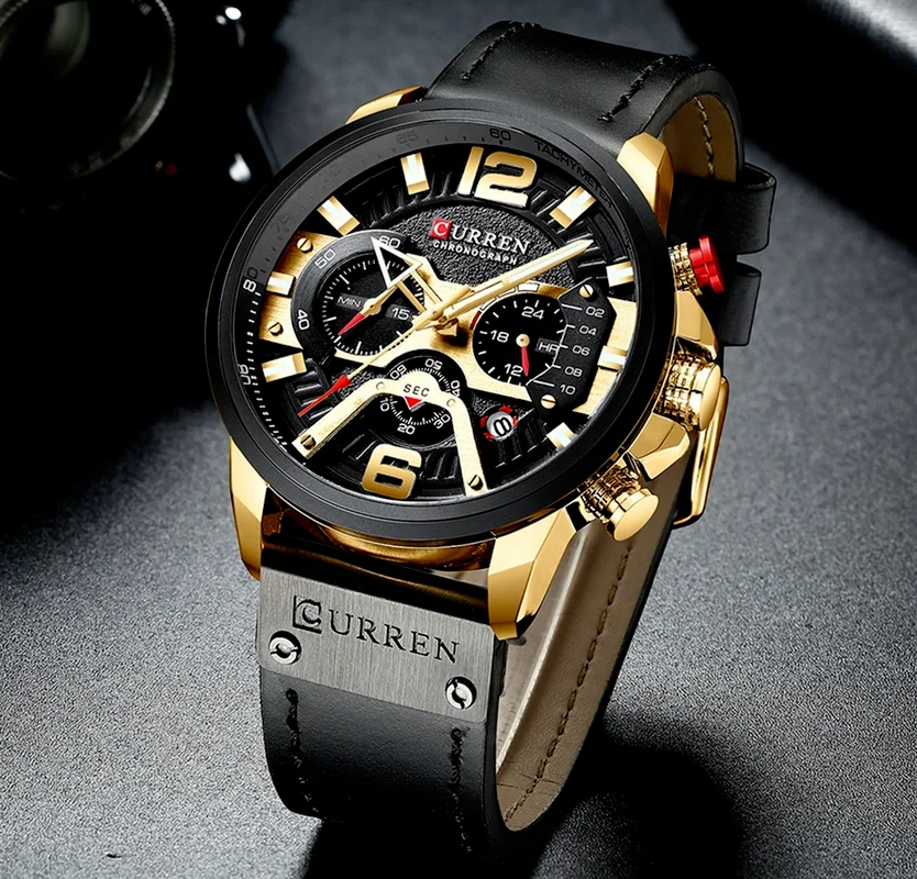 

CURREN Casual Sport Watches for Men Blue Top Brand Luxury Military Leather Wrist Watch Man Clock Fashion Chronograph Wristwatch