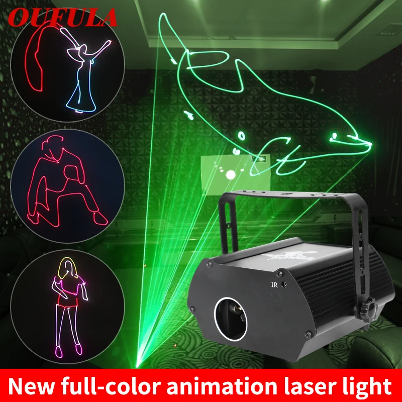 

OUFULA Mini Animation Laser Lamp LED Flashlight Voice Control Stage Lamp Remote Control for KTV Bar