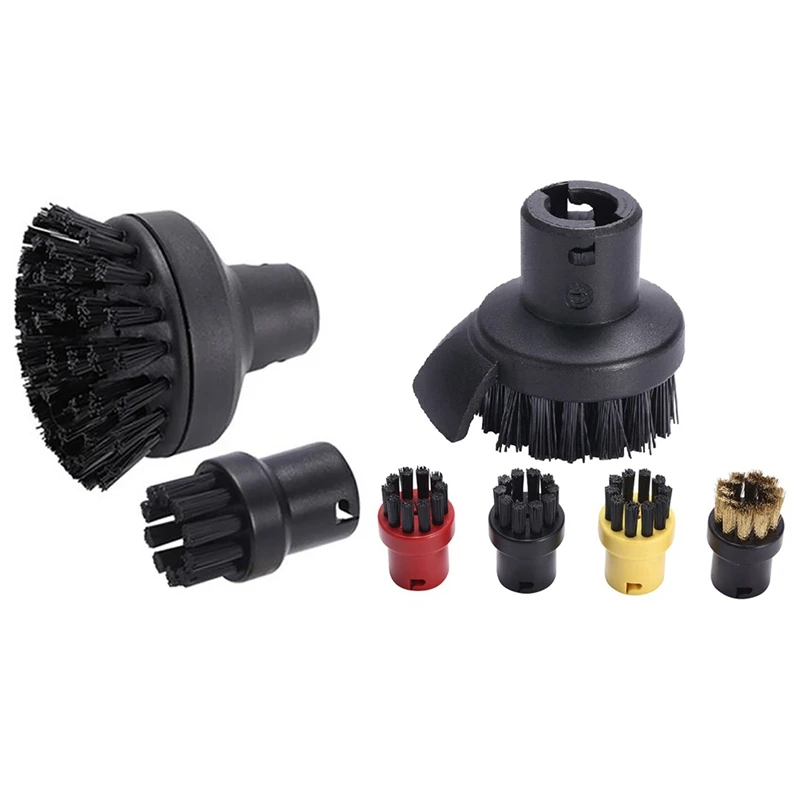 

2 Set Steam Cleaner Accessories: 1 Set Large Round Brush Cleaning Brush & 1 Set Cleaner Brush Round Brush With Scraper