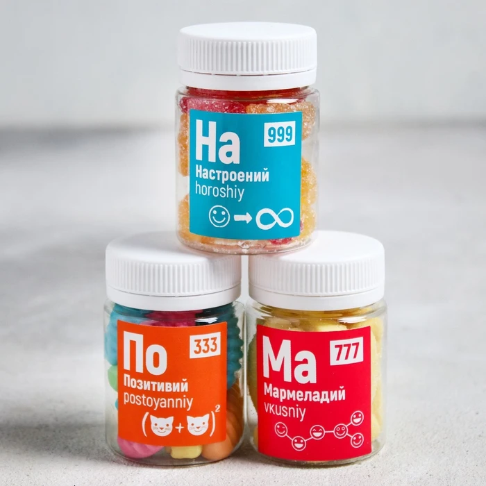 Мармелад "Периодическая система": 50 гр. × 3 шт. Кондитерские продукты продуктовый магазин.