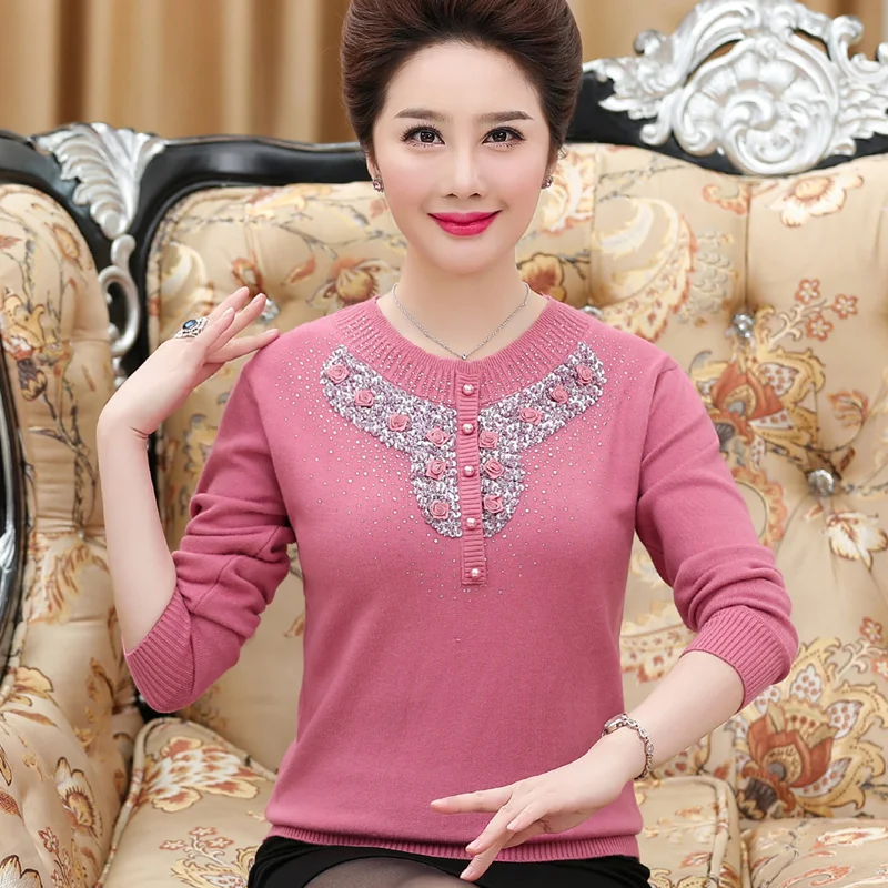 Pull perle пуловеры жемчужный свитер с цветами женская трикотажная рубашка бусинами