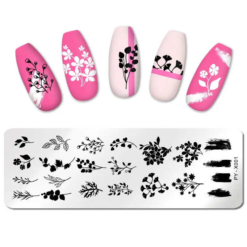 Пластина для стемпинга ногтей PICT YOU с листьями и цветами дизайна шаблоны пластина