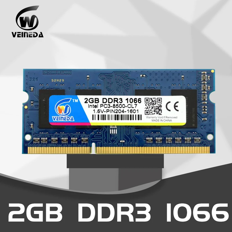 Память VEINEDA DDR3 2 Гб 1066 1333 Sodimm Ram ddr 3 PC3 8500 204pin 1 5 в совместима с МГц для AMD Intel