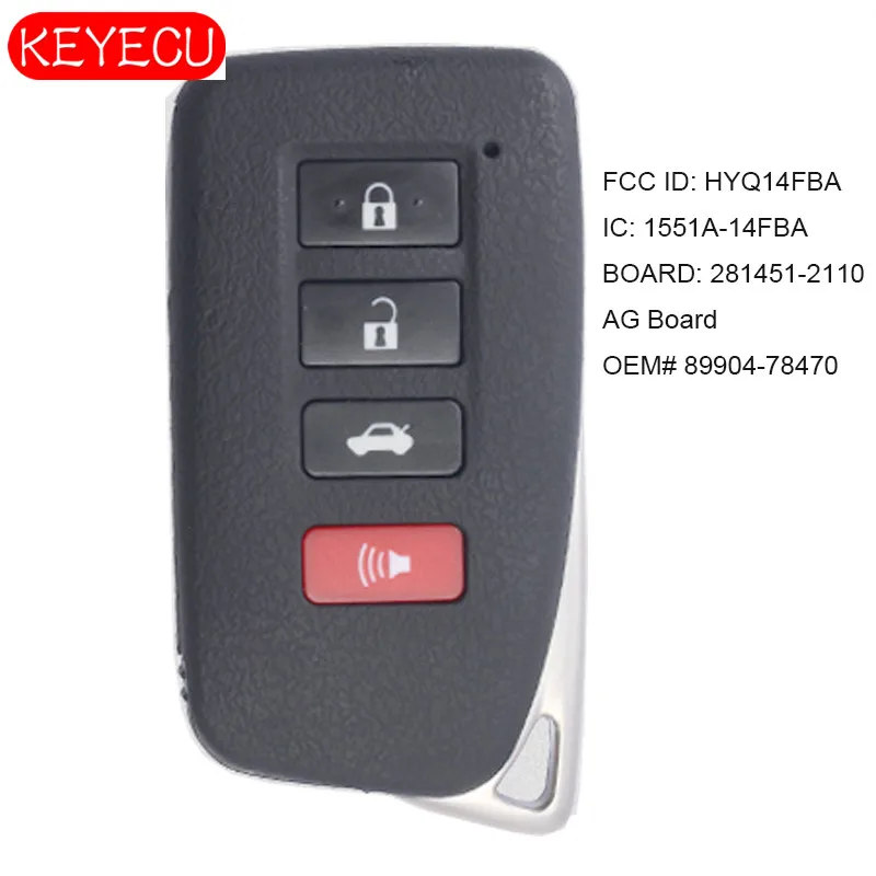 

KEYECU OEM смарт-ключ передатчик 8A для Lexus LX570 2016-2019 P/N: 89904-78470 FCCID: HYQ14FBA AG плата