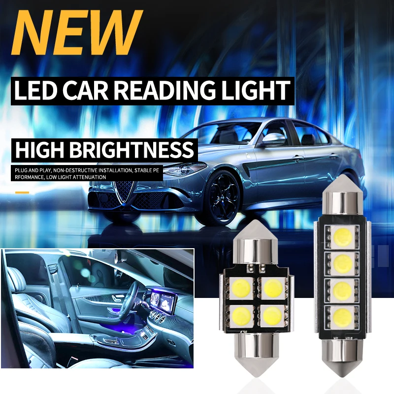 

4x C10W C5W Festoon 31mm 36mm 39mm 41mm Canbus 5050 LED 12V Diode White Bulb Car License Plate Interior Reading Dome Map Lamp