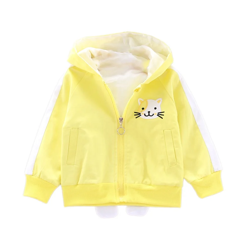 

Толстовка с капюшоном для маленьких девочек, верхняя одежда для маленьких девочек, повседневный свитшот на молнии с мультяшным принтом кот...