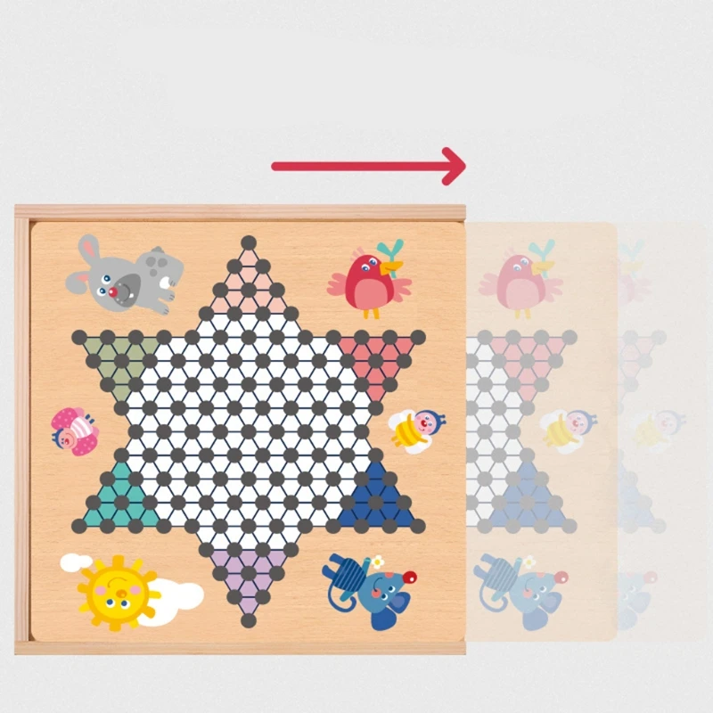 

Chinese Checker Wooden Educational Board Classic Strategy Kids Family Game Toy