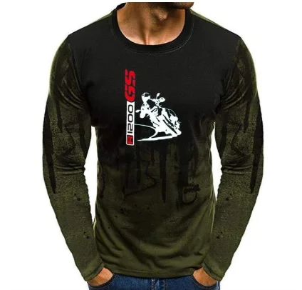 

NEW Men tshirt ADVENTURE GS R1200 RT Print Simple Gradient Color Long-Sleeve T-Shirt Chic Slim Round Neck Tops Autumn