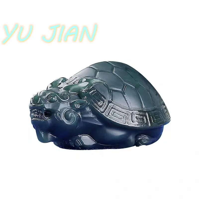 

Traditional Chinese Craftsmanship Hetian Jade Holy Beast Dragon Tortoise Handle Ornaments Pendant Necklace Jewelry