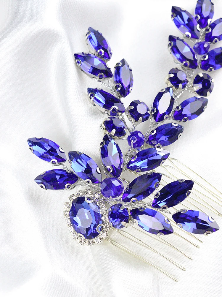 Роскошные Синие стразы свадебные украшения ручной работы с кристаллами женские