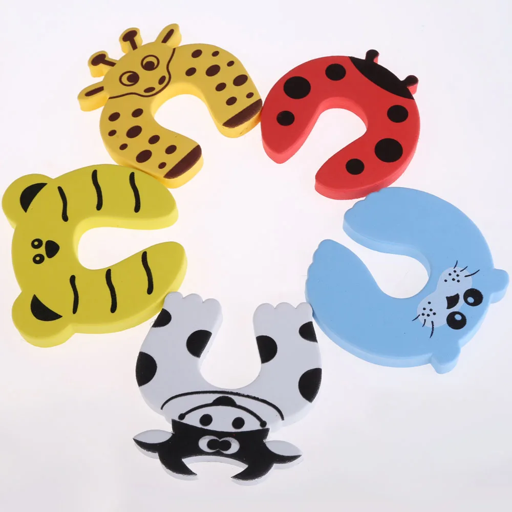 Pinza de seguridad con dibujos animados para puerta de ni&ntilde;o, tap&oacute;n de seguridad de mano, Animal bonito, Clip de seguridad para beb&eacute;, 10 unids/set por juego-3