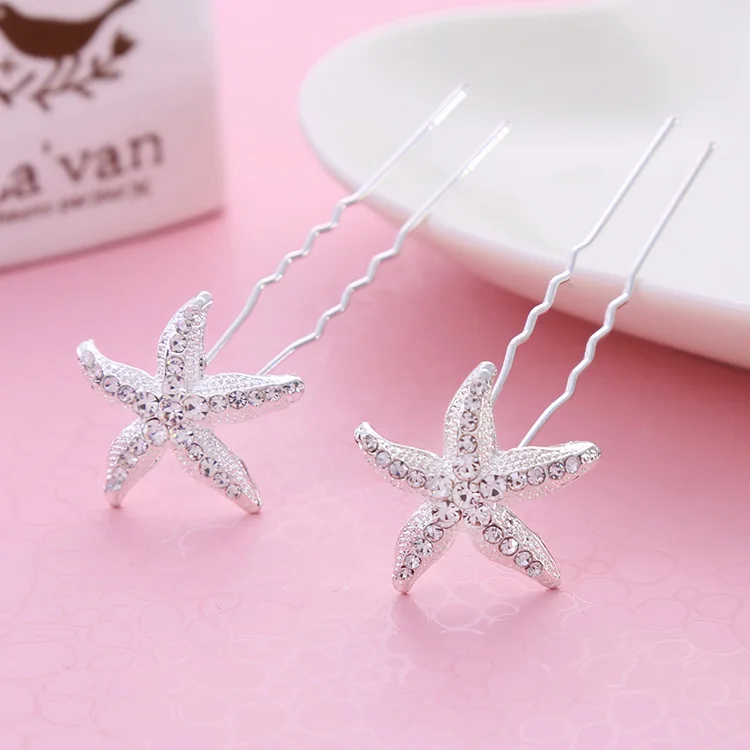 

6pcs Fashion bride starfish Korean bride hairpin Korean style U-clip Korean hair accessories pin headdress style
