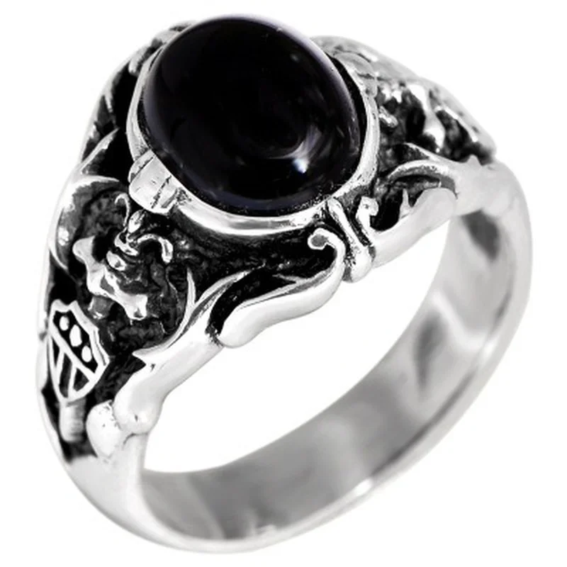 

Женское кольцо из серебра 925 пробы с черным агатом, подарок на день рождения