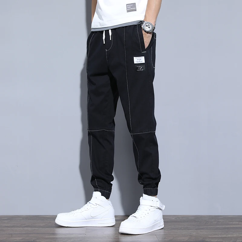 

2021 soild color Cargo Slim Streetwear High Quality Fashion Classic Pants For Male Casual jogging Mens Long Trousers Large Size
