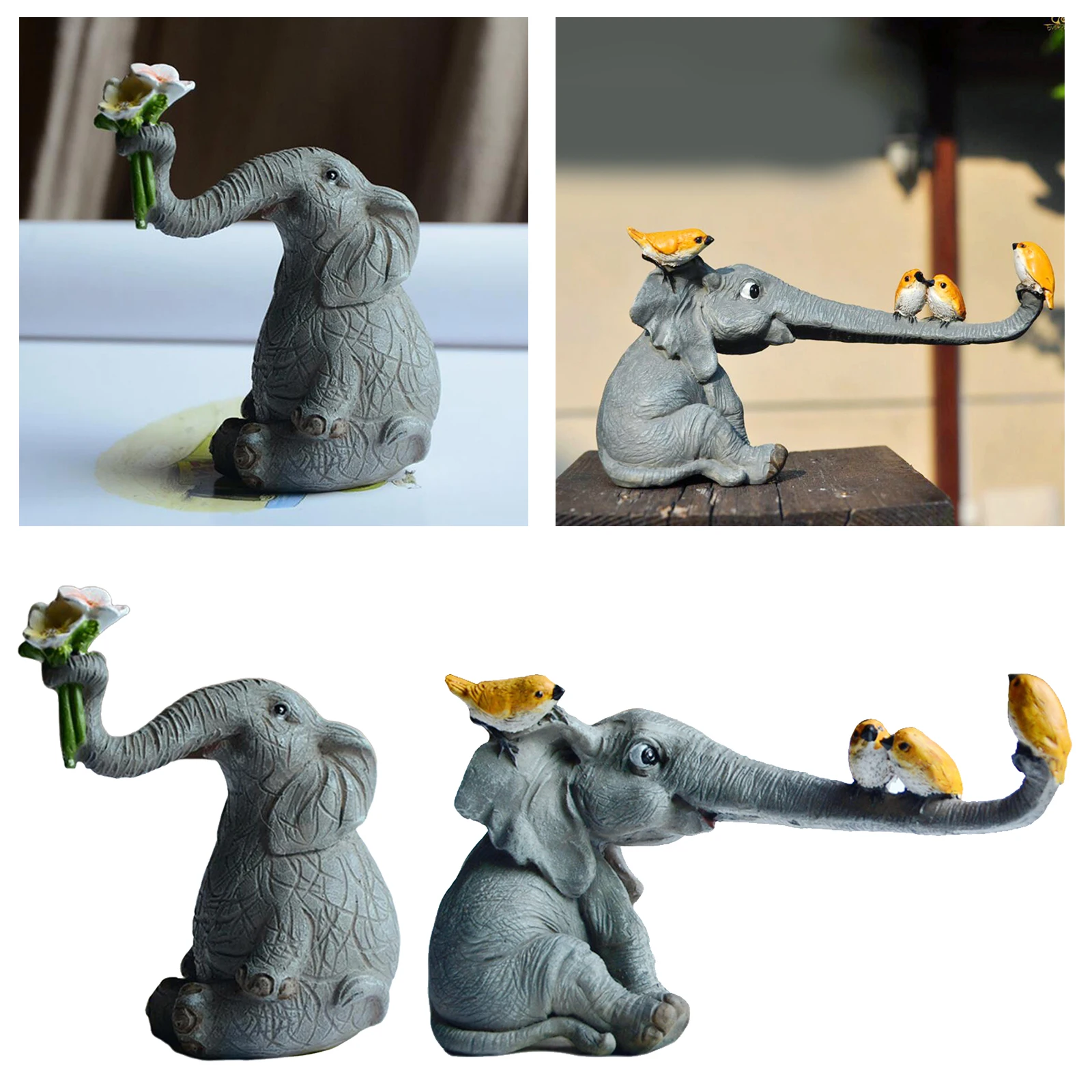 

Lucky Elephant Sculpture Art Moss Terrariums Crafts Fairy Garden Home Decor
