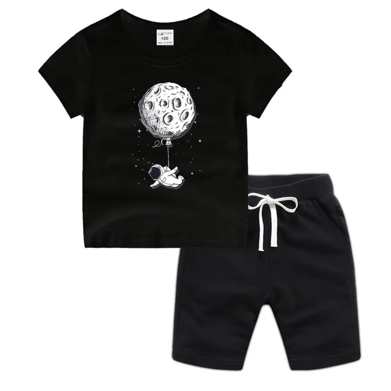 Хлопковая футболка с изображением космоса для маленьких мальчиков и девочек