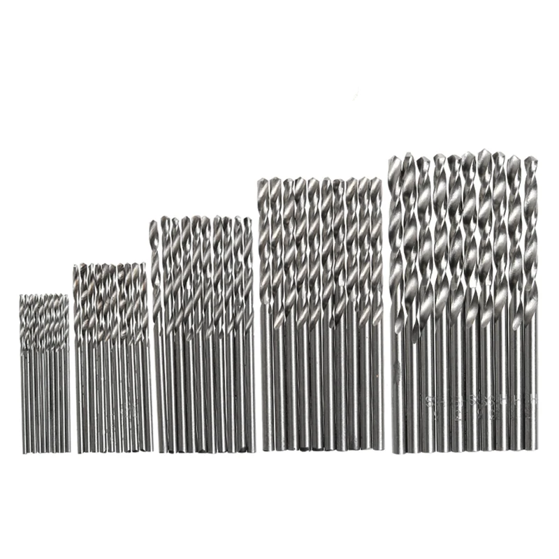 

50Pcs 1/1.5/2/2.5/3mm High Speed Steel Titanium Plated Twist Drill Bit Set Tool W0YF