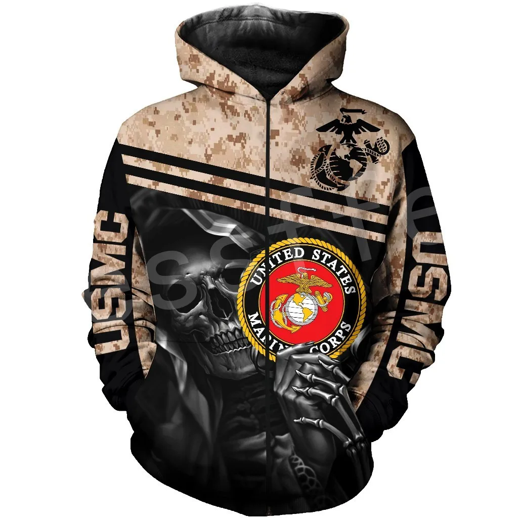 

Tessffel America Marine Camo Skull Soldier Army Veteran NewFashion 3DPrint Streetwear Pullover Casual Funny Hoodies Men/Women B7