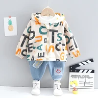 toddler kids clothes 2021 spring autumn baby boys fashion korean hooded zipper jacket jeans pants two piece outfits for children