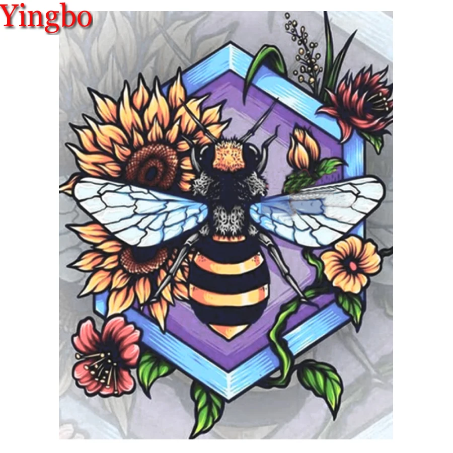 

Diamond Embroidery Bee 5D Diamond Painting Flower DIY Hobby Diamond Mosaic Of Rhinestones Cartoon Decor New Year's Gift 2022