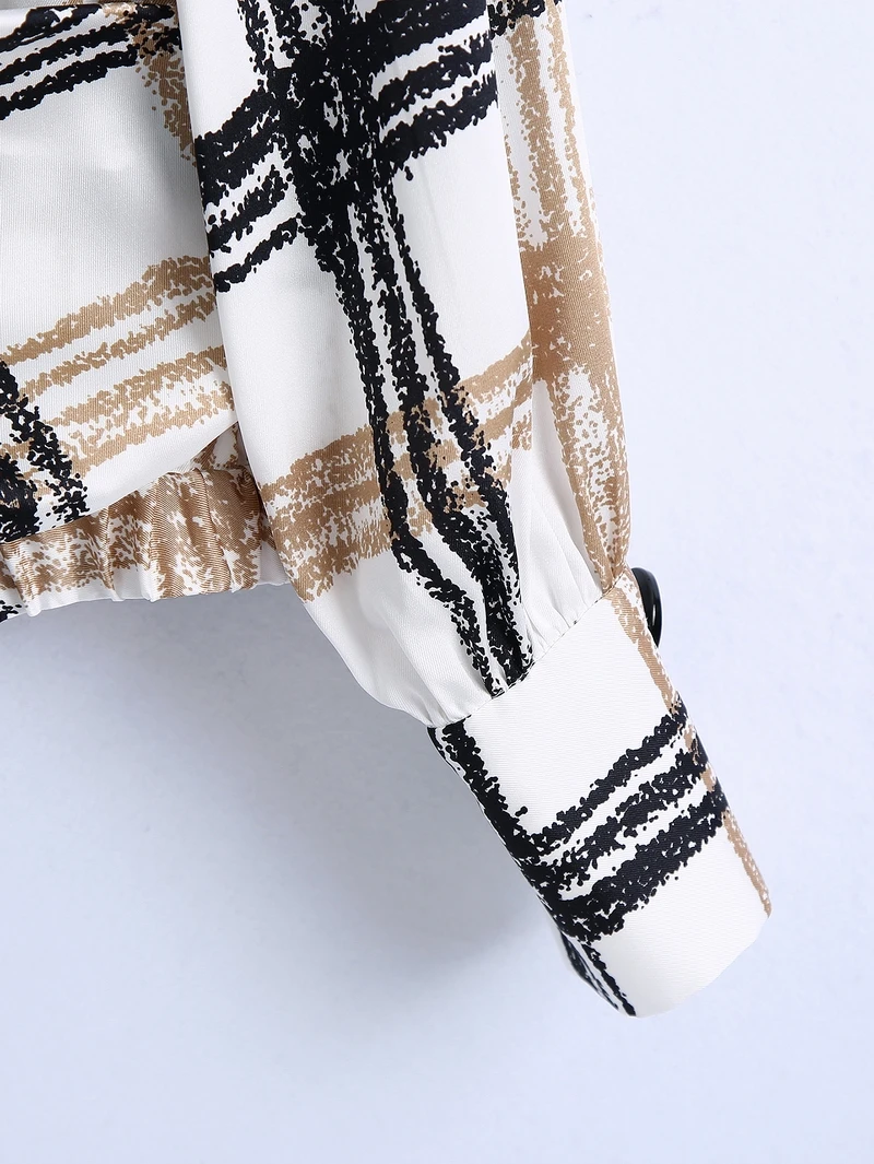 

Women Plaid Shirt Spring 2021 New Fashion Full Sleeve Modern Lady Wholesale Loose Kimono Blouse