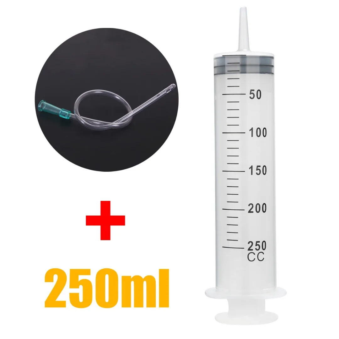 

New Large Capacity Syringe 250ml Large Capacity Disposable Syringe For Refilling Measuring & 1m Tube