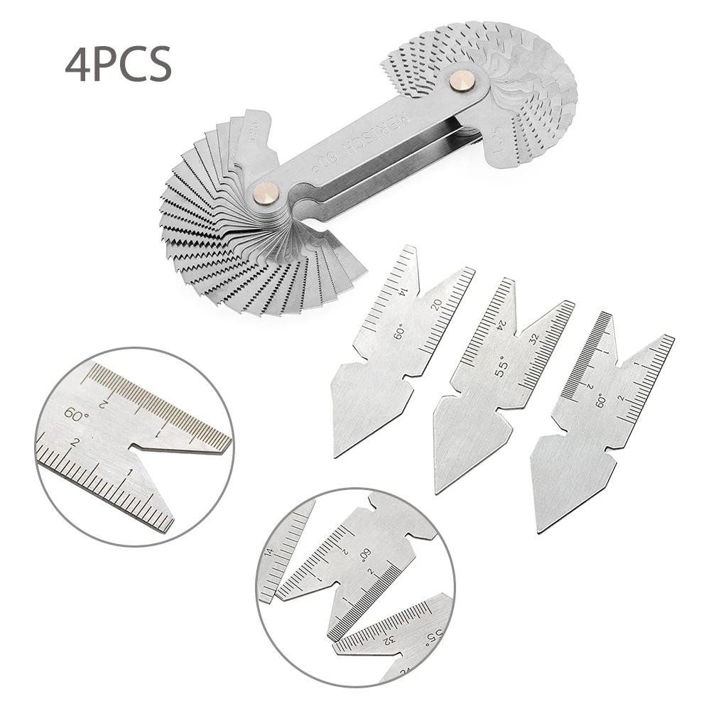 

4PCS Screw Thread Pitch Gauge Inch Metric 55 Degree 60 Degree Center Gauge Measuring Tool Metric Inch Thread Plug Measurement