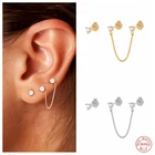 Женские серьги-гвоздики из серебра, с цирконами