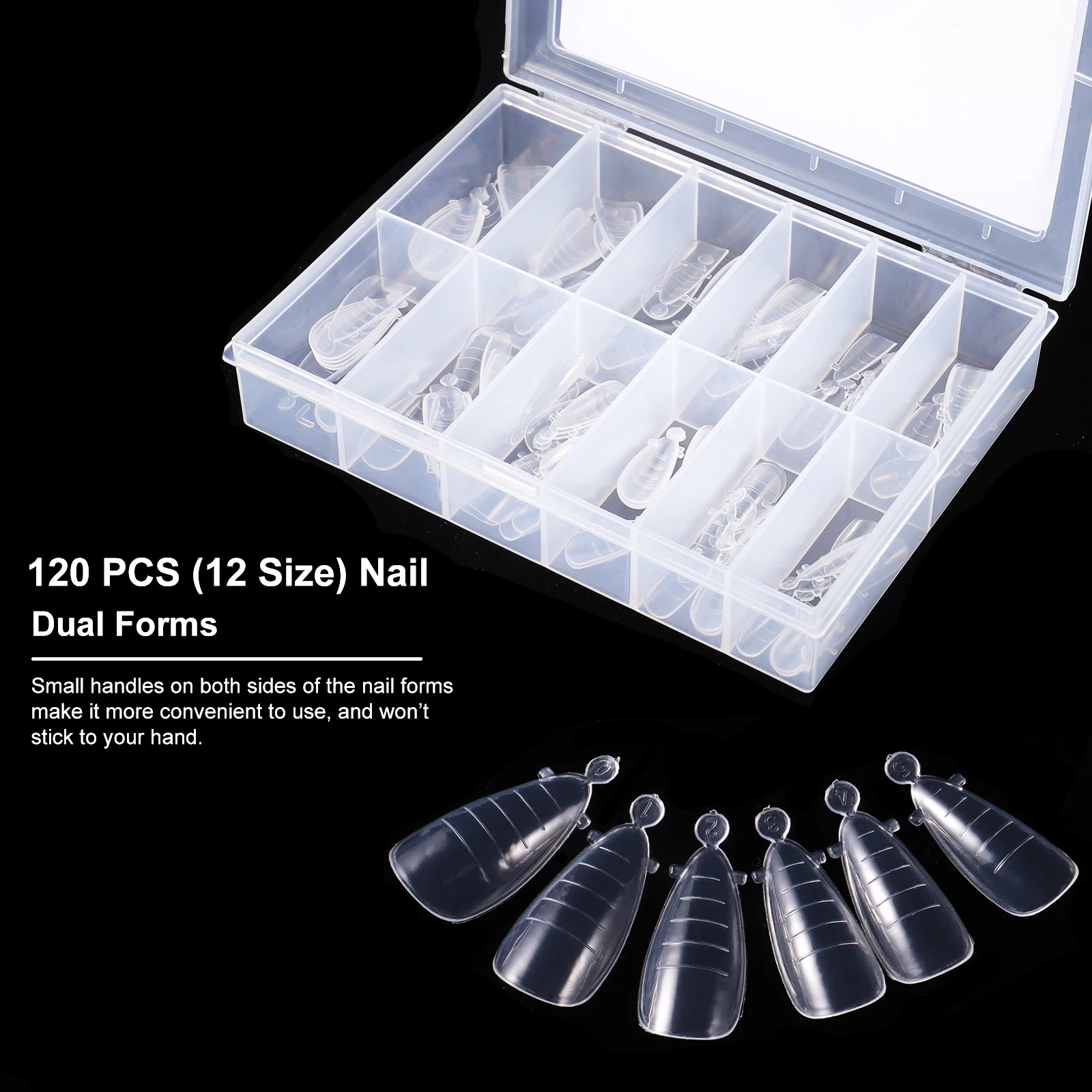 

120 Pcs Poly Nail Gel Quick Building Mold Tips Nail Dual Forms Finger Extension Nail Art UV Builder Easy Find Nail Tools