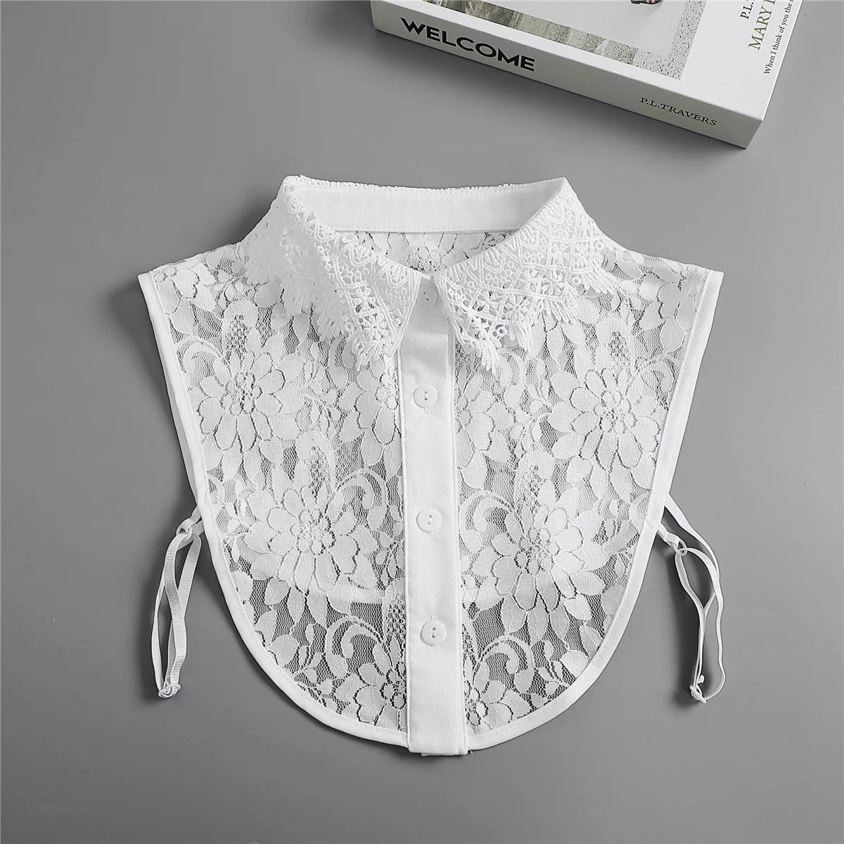 

New New Chiffon Hollow Out Fake Collar Women Detachable Lapel Choker Necklace Ladies Removable Half Shirt False Collar