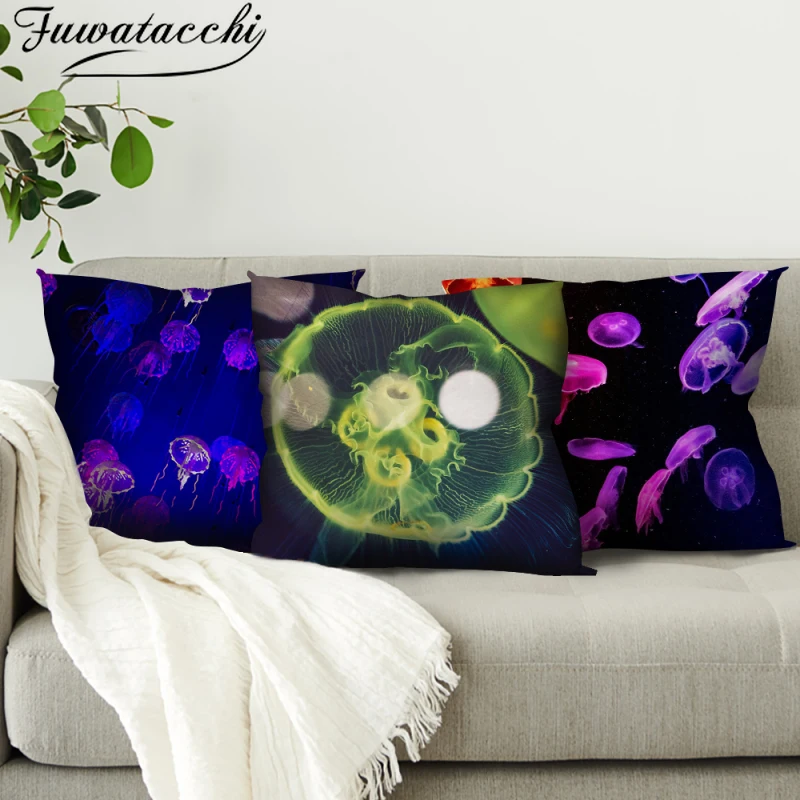 Чехол на подушку с изображением Медузы Fuwatacchi декоративная наволочка морским