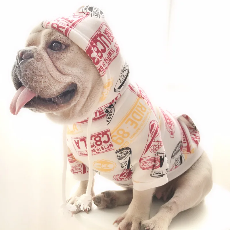 Спортивная брендовая теплая одежда для собак пальто толстовка с французским