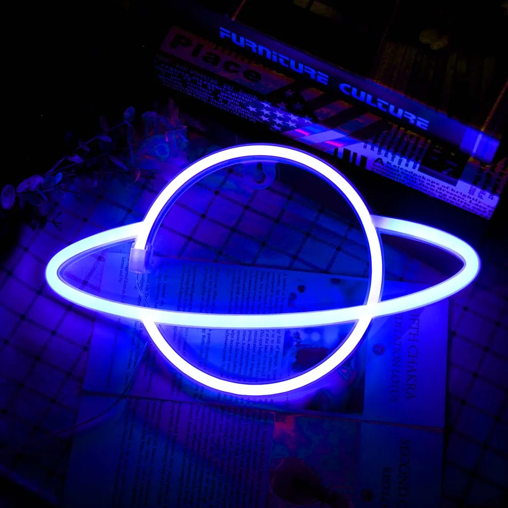 

LED Neon Hanging Decoration Lights Sign Wall Planet Night Lamp Kids Bedroom Birthday Party Bar Shop Window Wedding Home Decor