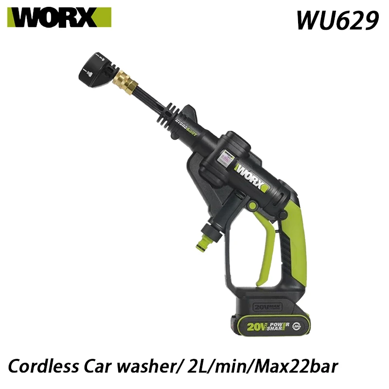 

Worx Wireless Car Washer WU629 2L Per Min High Pressure Cleaner Self-priming Household Portable Rechargeable With 4Ah Battery