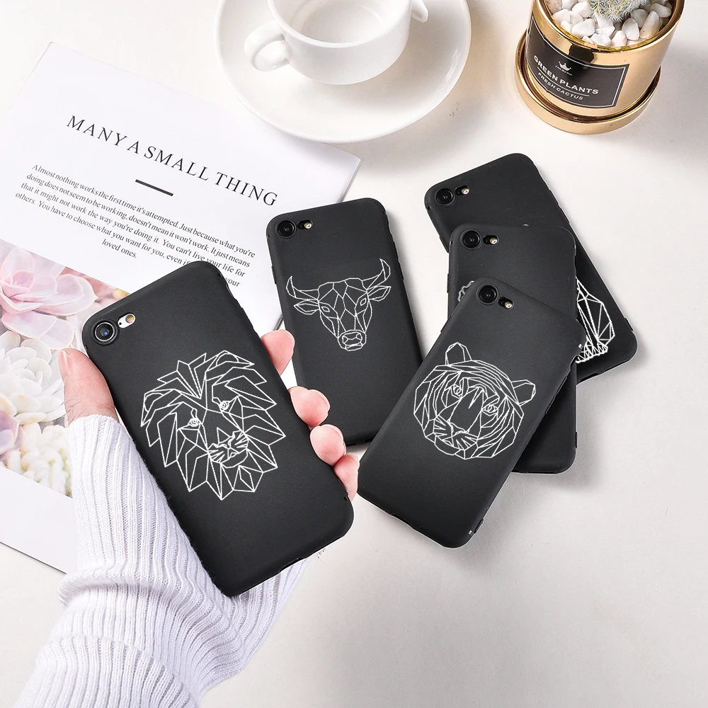 Черный и белый чехол для телефона с абстрактными кошками розами iphone 7 8 6 6s 11 Pro