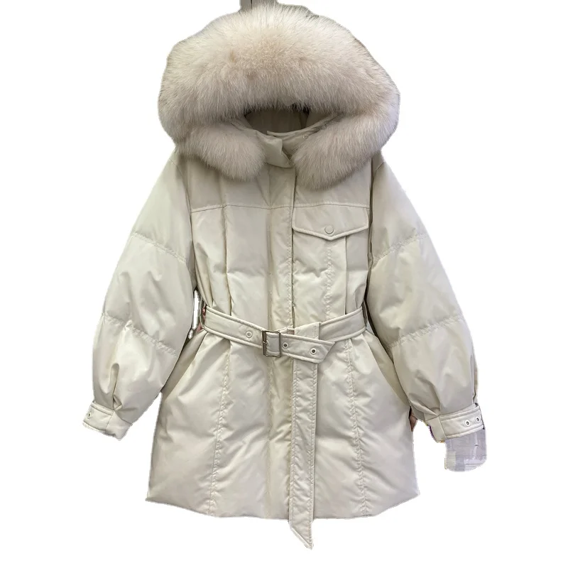 

2021 Winter Jacket Women Thicken Down Jackets Real Fox Fur Collar Woman Coats Warm Korean Female Coat Casaco Feminino WPY3957